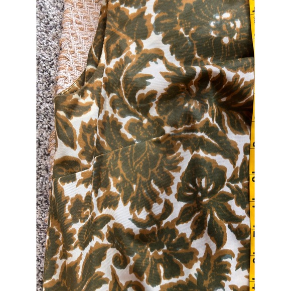 Vintage Olive Floral Sleeveless Shell Top Metal Zipper Blouse "Helen Whiting" - Picture 4 of 8